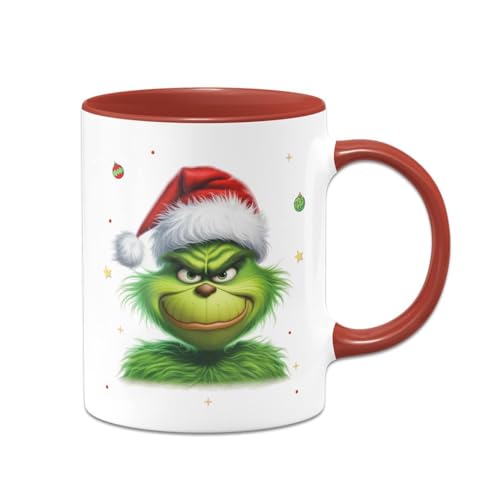 Tassenbrennerei Grinch Tasse - Kaffeetasse mit Spruch, Weihnachtstasse lustig - Weihnachts-Deko Anti-Weihnachten (Rot) von Tassenbrennerei