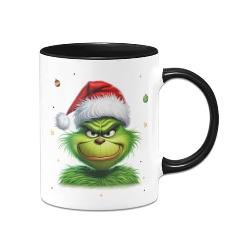 Tassenbrennerei Grinch Tasse - Kaffeetasse mit Spruch, Weihnachtstasse lustig - Weihnachts-Deko Anti-Weihnachten (Schwarz) von Tassenbrennerei