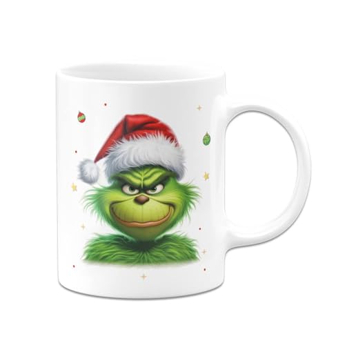 Tassenbrennerei Grinch Tasse - Kaffeetasse mit Spruch, Weihnachtstasse lustig - Weihnachts-Deko Anti-Weihnachten (Weiß) von Tassenbrennerei