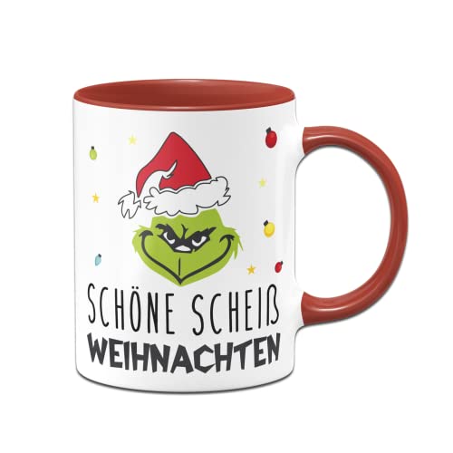 Tassenbrennerei Grinch Tasse - Schöne S Weihnachten - Weihnachtstasse mit Spruch lustig - Anti Weihnachten (Rot) von Tassenbrennerei