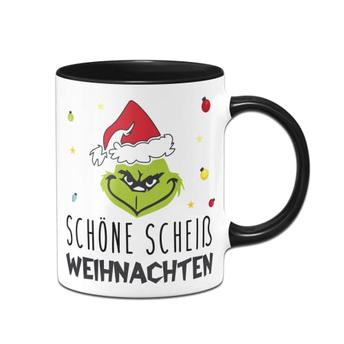 Tassenbrennerei Grinch Tasse - Schöne S Weihnachten - Weihnachtstasse mit Spruch lustig - Anti Weihnachten (Schwarz) von Tassenbrennerei