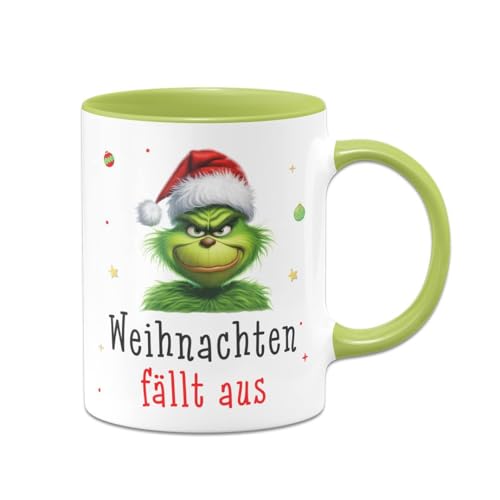 Tassenbrennerei Grinch Tasse - Weihnachten fällt aus - Kaffeetasse mit Spruch, Weihnachtstasse lustig - Weihnachts-Deko Anti-Weihnachten (Grün) von Tassenbrennerei