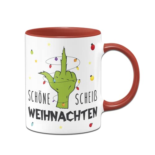 Tassenbrennerei Grinch Tasse mit Spruch Schöne S Weihnachten - Weihnachtstasse lustig - Anti Weihnachten Deko (Rot) von Tassenbrennerei