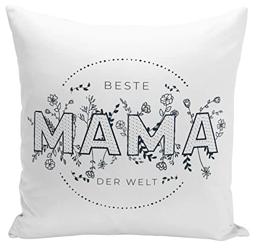 Tassenbrennerei Kissen - Beste Mama der Welt - Inklusive Kissenfüllung - Polster mit Spruch - Geschenk für Mutter - Muttertag von Tassenbrennerei