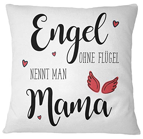 Tassenbrennerei Kissen Engel ohne Flügel nennt Man Mama - Geschenk zum Muttertag oder Geburtstag (Rot) von Tassenbrennerei