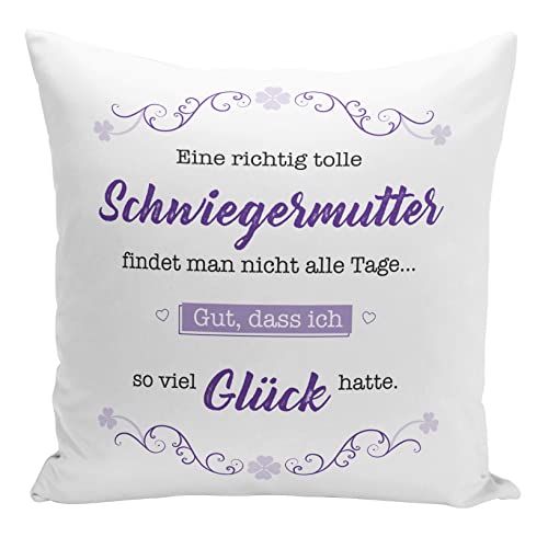 Tassenbrennerei Kissen mit Spruch Eine richtig tolle Schwiegermutter findet Man Nicht alle Tage - Geschenk Schwiegereltern von Tassenbrennerei