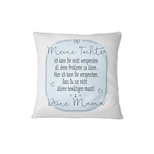 Tassenbrennerei Kissen mit Spruch Tochter Mama - Kissenbezug inklusive Kissen, Dekokissen Geschenk für Tochter Kissen mit Sprüchen (Blau) von Tassenbrennerei