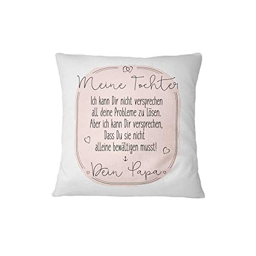 Tassenbrennerei Kissen mit Spruch Tochter Papa - Kissenbezug inklusive Kissen, Dekokissen Geschenk für Tochter Kissen mit Sprüchen (Rosa) von Tassenbrennerei