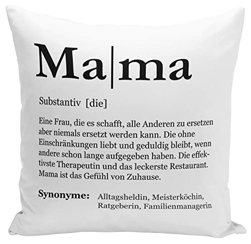 Tassenbrennerei Kissen mit Spruch: Definition Mama - Inklusive Kissenfüllung - Polster als Geschenk für Mutter - Muttertag von Tassenbrennerei