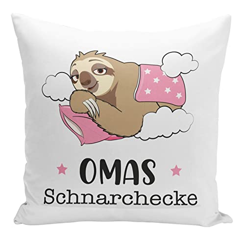 Tassenbrennerei Original Faultier Kissen Omas Schnarchecke - inklusive Füllung - Qualität aus Deutschland & Waschbar - Geschenk Großmutter lustig (Oma) von Tassenbrennerei