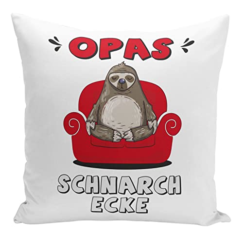 Tassenbrennerei Original Faultier Kissen Opas Schnarchecke im Sessel - Deutsche Qualität - Waschbar - Geschenk lustig (Opa) von Tassenbrennerei