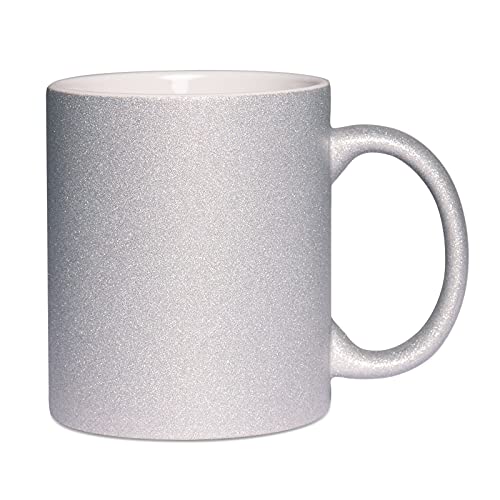 Tassenbrennerei Original - Glitzertasse Silber, Kaffeetasse intensiv glitzernd und funkelnd durch 3D Oberfläche - Teetasse (Silber) von Tassenbrennerei