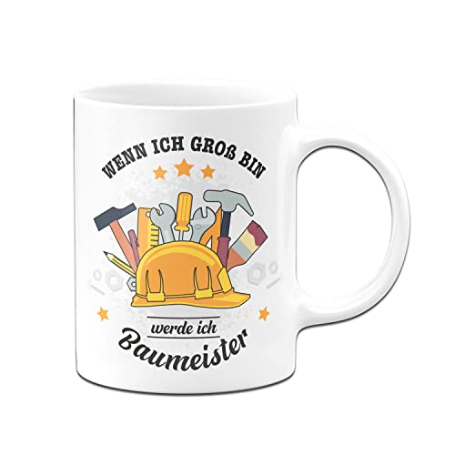 Tassenbrennerei Original - Kinder-Tasse mit Spruch Wenn ich groß bin werde ich Baumeister - Kakaobecher Handwerker (Weiß) von Tassenbrennerei