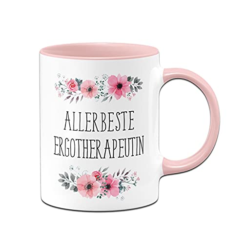 Tassenbrennerei Original - Tasse mit Spruch Allerbeste Ergotherapeutin mit Blümchen als Geschenk (Rosa, Ergotherapeutin) von Tassenbrennerei