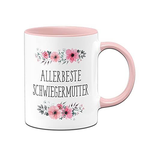 Tassenbrennerei Original - Tasse mit Spruch Allerbeste Schwiegermutter mit Blümchen als Geschenk für Schwieger-Mama (Rosa, Schwiegermutter) von Tassenbrennerei