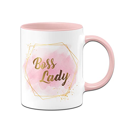 Tassenbrennerei Original Tasse mit Spruch Boss Lady - Lady Boss Edition im Gold Design - Büro Kaffeetasse lustig für die Arbeit, Geschenk für Chefin, Kollegin (Rosa) von Tassenbrennerei