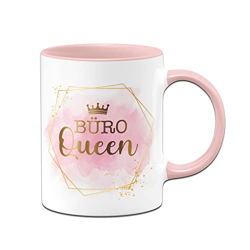 Tassenbrennerei Original Tasse mit Spruch Büro Queen - Lady Boss Edition im Gold Design - Kaffeetasse lustig für die Arbeit, Geschenk für Freundin, Kollegin, Chefin (Rosa) von Tassenbrennerei