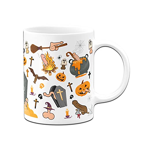 Tassenbrennerei Original - Tasse mit Spruch Halloween Penis - Lustige Kaffeetasse mit witzigen Grussel Penisen (Weiß) von Tassenbrennerei