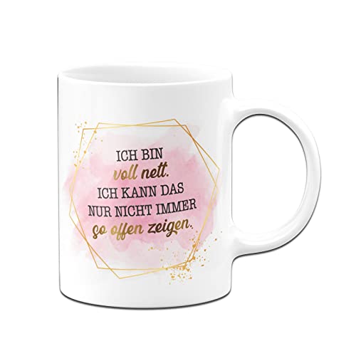 Tassenbrennerei Tasse mit Spruch Ich bin voll nett Ich kann das nur nicht immer so zeigen - Lady Boss EDT im Gold Design - Büro Kaffeetasse lustig für Kollegin, Chefin (Weiß) von Tassenbrennerei