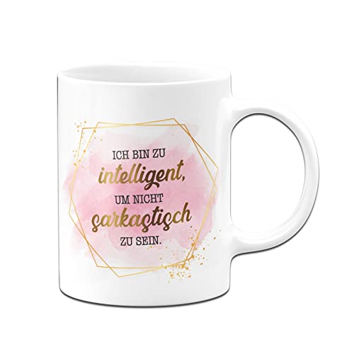 Tassenbrennerei Original Tasse mit Spruch Ich bin zu intelligent um nicht sarkastisch zu sein - Lady Boss Edition im Gold Design - Büro Kaffeetasse lustig Geschenk Freundin, Arbeitskollegin (Weiß) von Tassenbrennerei