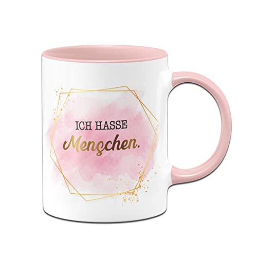 Tassenbrennerei Original Tasse mit Spruch Ich hasse Menschen. - Lady Boss Edition im Gold Design - Büro Kaffeetasse lustig für die Arbeit, Kollegin, Freundin (Rosa) von Tassenbrennerei