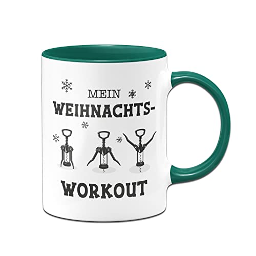 Tassenbrennerei Original - Tasse mit Spruch Mein Weihnachts-Workout - Kaffeetasse, Weihnachtstasse lustig Glühweinbecher (Dunkelgrün) von Tassenbrennerei