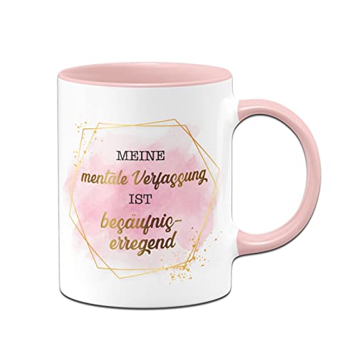 Tassenbrennerei Original Tasse mit Spruch Meine mentale Verfassung ist besäufniserregend - Lady Boss Edition im Gold Design - Büro Kaffeetasse lustig für die Arbeit, Kollegin (Rosa) von Tassenbrennerei