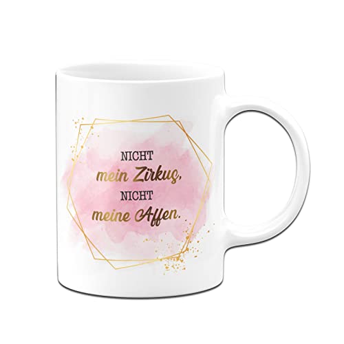 Tassenbrennerei Original Tasse mit Spruch Nicht mein Zirkus nicht meine Affen - Lady Boss Edition im Gold Design - Büro Kaffeetasse lustig Geschenk für Chefin, Arbeitskollegin oder Freundin (Weiß) von Tassenbrennerei