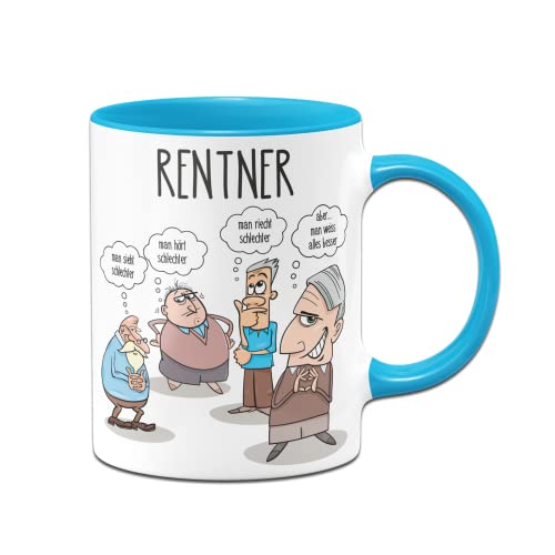 Tassenbrennerei Original Tasse mit Spruch Rentner - Büro Kaffeetasse lustig Geschenk zum Ruhestand, Renteneintritt, Pension, Rente Abschied für Chef, Arbeitskollegen (Blau) von Tassenbrennerei