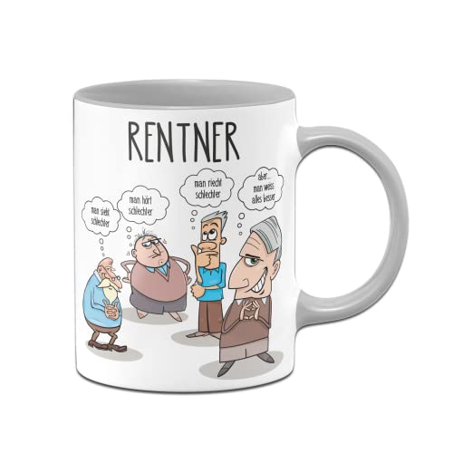 Tassenbrennerei Original Tasse mit Spruch Rentner - Büro Kaffeetasse lustig Geschenk zum Ruhestand, Renteneintritt, Pension, Rente Abschied für Chef, Arbeitskollegen (Grau) von Tassenbrennerei