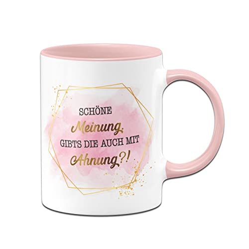 Tassenbrennerei Original Tasse mit Spruch Schöne Meinung Gibts die auch mit Ahnung - Lady Boss Edition im Gold Design - Büro Kaffeetasse lustig Geschenk für Kollegin, Chefin, Freundin (Rosa) von Tassenbrennerei