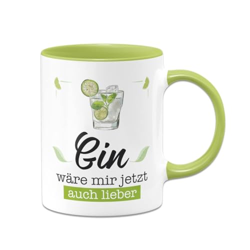 Tassenbrennerei Original - Tasse mit Spruch: Gin wäre mir jetzt auch lieber - Kaffeetasse lustig - Geschenk Freund, Freundin (Grün) von Tassenbrennerei