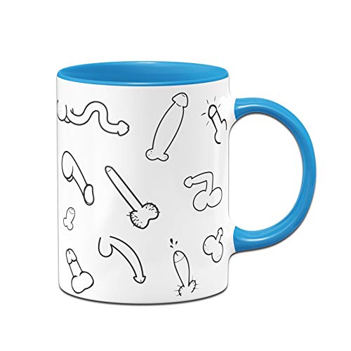 Tassenbrennerei Penis Tasse - Pimmel Kaffeetasse lustig - Bürotasse Spülmaschinefest rundherum Bedruckt (Blau) von Tassenbrennerei