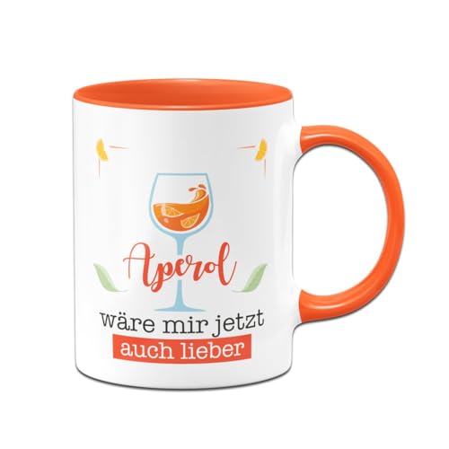 Tassenbrennerei Tasse - Aperol wäre mir jetzt auch lieber - Kaffeetasse lustig mit Spruch - Geschenk für Kollegin, Glas (Orange) von Tassenbrennerei