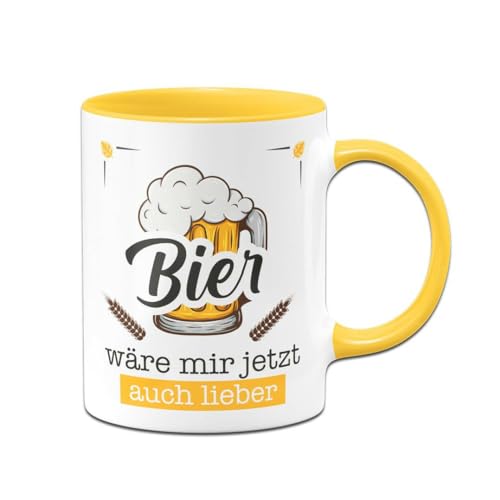 Tassenbrennerei Tasse - Bier wäre mir jetzt auch lieber - Kaffeetasse lustig mit Spruch - Bierglas - Geschenk für Männer, Kollege - Freund (Gelb) von Tassenbrennerei
