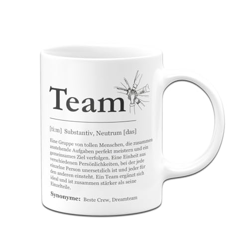 Tassenbrennerei Tasse - Definition Team - Kaffeetasse mit Spruch - Geschenk für Kollegen, Kollegin - Teamgeschenke (Weiß) von Tassenbrennerei