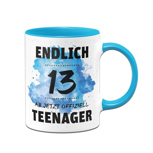 Tassenbrennerei Tasse - Endlich 13 - Ab jetzt offiziell Teenager - Zum Geburtstag Mädchen und Jungen als Geburtstagsgeschenk (Blau) von Tassenbrennerei