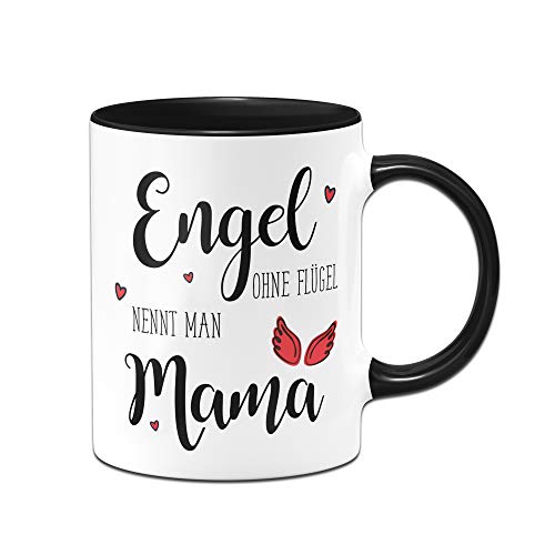 Tassenbrennerei Tasse Engel ohne Flügel nennt Man Mama, Geschenk zum Muttertag oder Geburtstag (Schwarz) von Tassenbrennerei