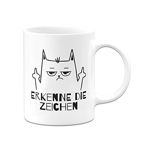 Tassenbrennerei Tasse - Erkenne die Zeichen - Kaffeetasse lustig mit Spruch - Bürotasse - Geschenk Kollegen, Kollegin - Abschiedsgeschenk (Weiß) von Tassenbrennerei