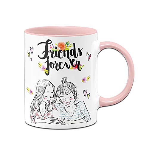 Tassenbrennerei Tasse Friends Forever- Freunde für Immer - Geschenk für Beste Freundin zum Geburtstag, Weihnachten (Rosa) von Tassenbrennerei