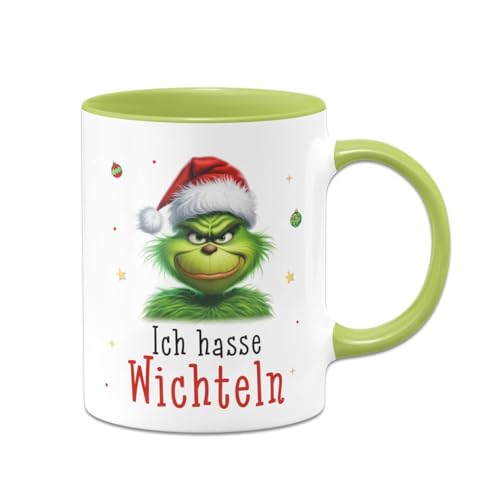 Tassenbrennerei Tasse Grinch - Ich hasse Wichteln - Wichtelgeschenk, Weihnachtstasse lustig, Kaffeetasse - Weihnachtstasse (Grün) von Tassenbrennerei