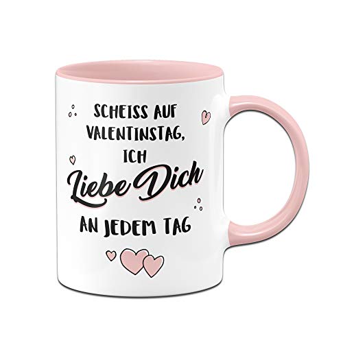 Tassenbrennerei Tasse Ich Liebe Dich jeden Tag - Geschenk für Freundin zu Weihnachten, Geburtstag, Valentinstag und Jahrestag (Rosa) von Tassenbrennerei