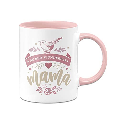 Tassenbrennerei Tasse - Mama Du bist wunderbar - Kaffeetasse mit Spruch - Geschenk für Mutter (Rosa) von Tassenbrennerei