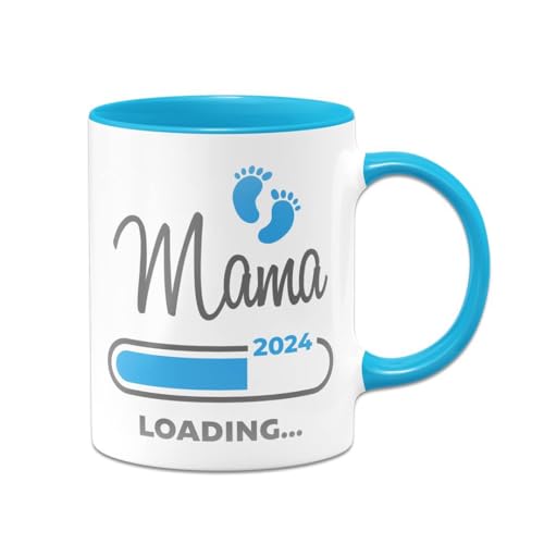 Tassenbrennerei Tasse - Mama loading 2024 - Schwangerschaft verkünden, Geschenk für werdende Mütter, schwangere Frauen - Du wirst Mama, Ich werde Mutter (Blau) von Tassenbrennerei