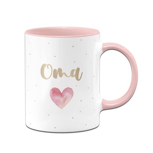 Tassenbrennerei Tasse Oma mit Herz - Kaffeetasse als Geschenk für die Allerbeste Großmutter der Welt (Oma - Rosa) von Tassenbrennerei