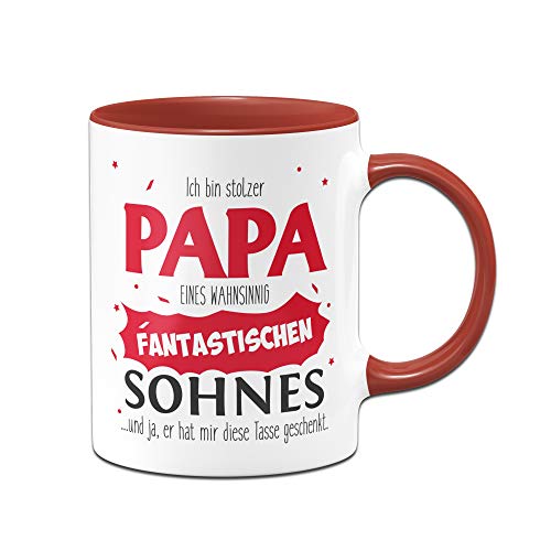 Tassenbrennerei Tasse Papa Sohn - Stolzer Papa - Geschenk für Vater - Bester Papa (Rot) von Tassenbrennerei