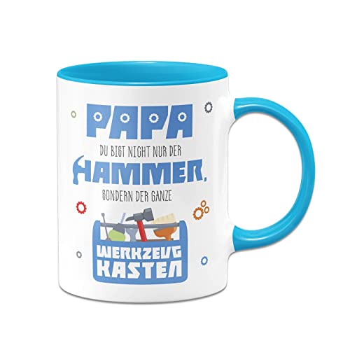 Tassenbrennerei Tasse - Papa du bist nicht nur der Hammer, sondern der ganze Werkzeugkasten - Kaffeetasse lustig mit Spruch - Geschenk Vater (Blau) von Tassenbrennerei