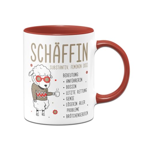Tassenbrennerei Tasse - Schäffin - Kaffeetasse lustig mit Spruch als Geschenk für Chefin (Rot) von Tassenbrennerei