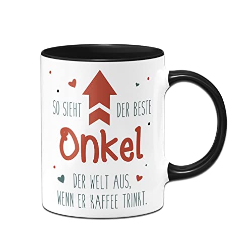 Tassenbrennerei Tasse So sieht der beste Onkel der Welt aus wenn er Kaffee trinkt - Geschenk mit Spruch lustig (Onkel-Schwarz) von Tassenbrennerei