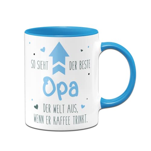 Tassenbrennerei Tasse So sieht der beste Opa der Welt aus wenn er Kaffee trinkt - Geschenk mit Spruch lustig (Opa-Blau) von Tassenbrennerei